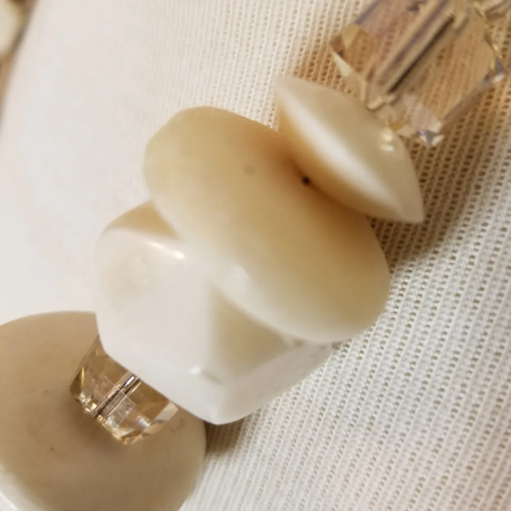✨️Ivory bone beads, Crystals, Tassel Focal Statement Necklace- Handcrafted✨️ - Picture 5 of 13